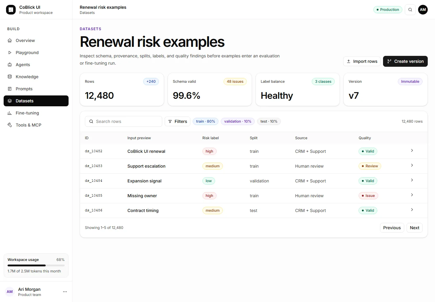 Static preview of application-pro-ai-datasets-dataset-workbench