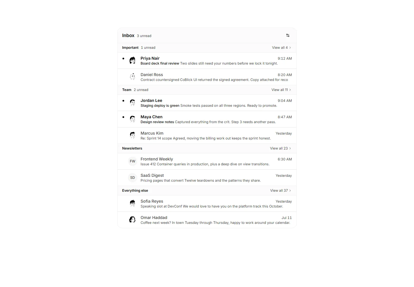 Static preview of application-pro-inbox-email-split-inbox