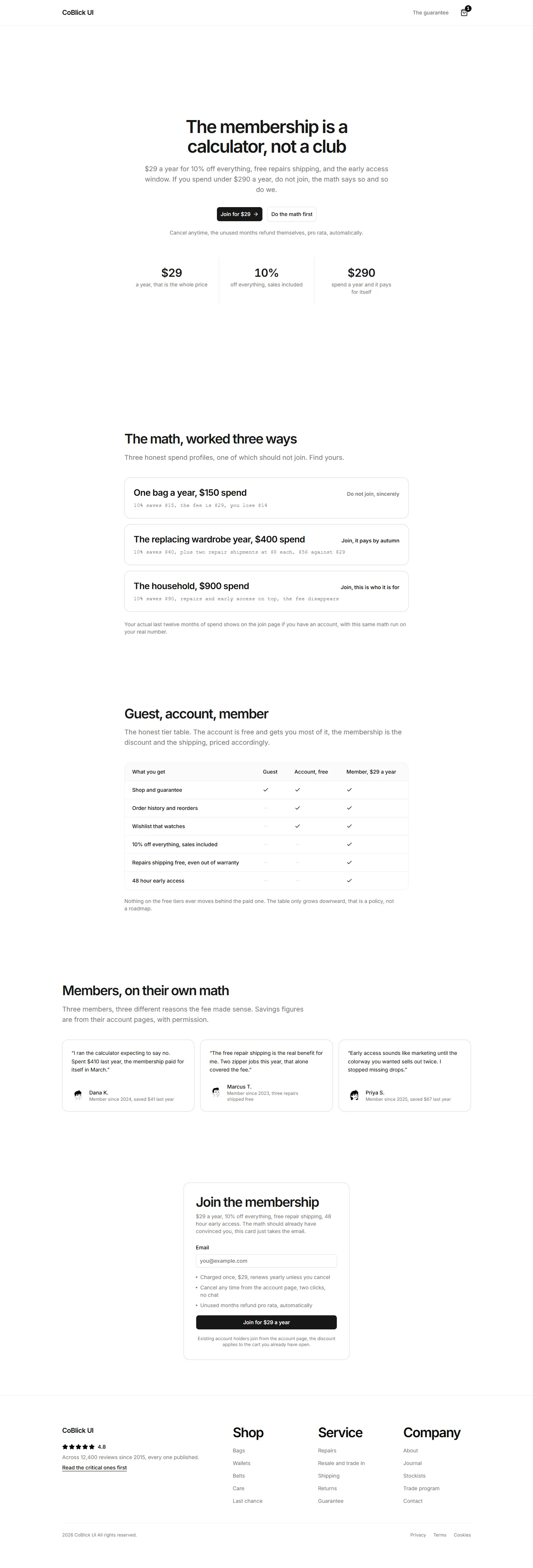 Static preview of ecommerce-pro-prebuilt-pages-membership-page