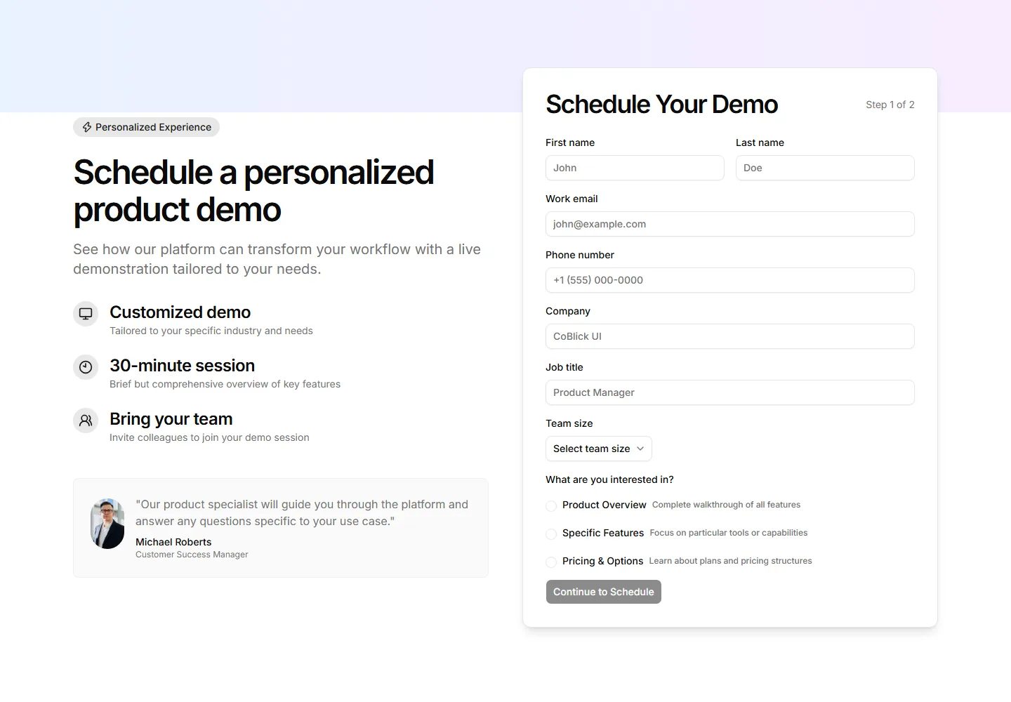 Static preview of marketing-hero-forms-schedule-demo-form