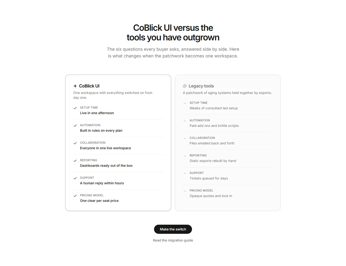 Static preview of marketing-pro-comparison-sections-vs-competitor