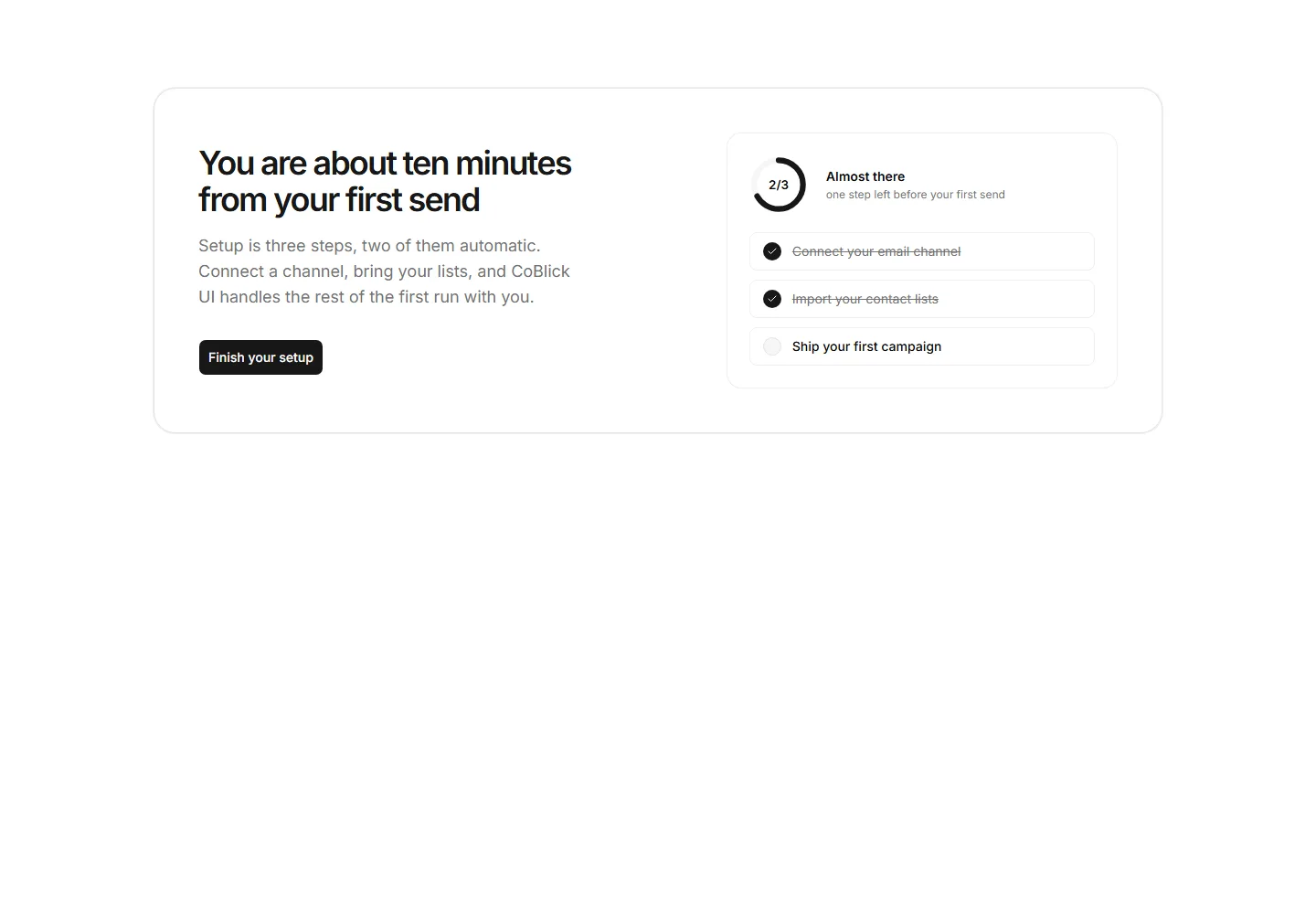Static preview of marketing-pro-ctas-with-setup-progress