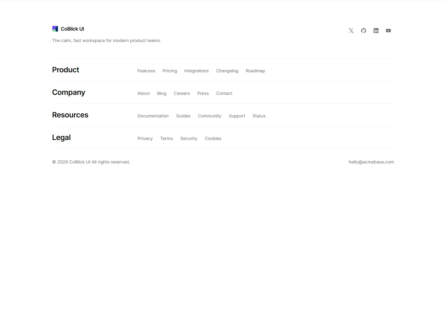 Static preview of marketing-pro-footers-stacked-link-rows