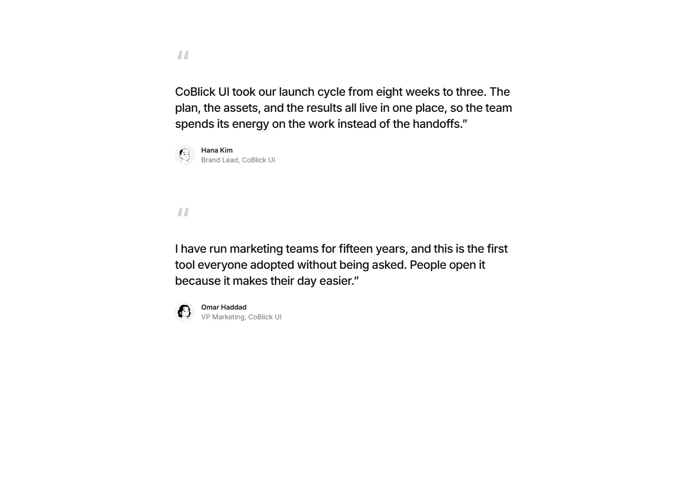 Static preview of marketing-pro-testimonials-pull-quotes-stack