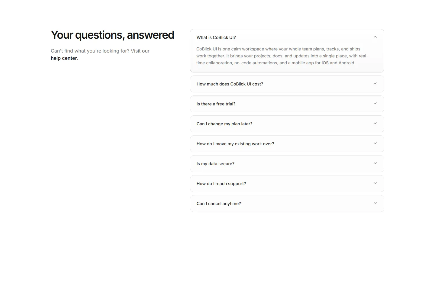 Static preview of modern-saas-faqs-split-with-aside