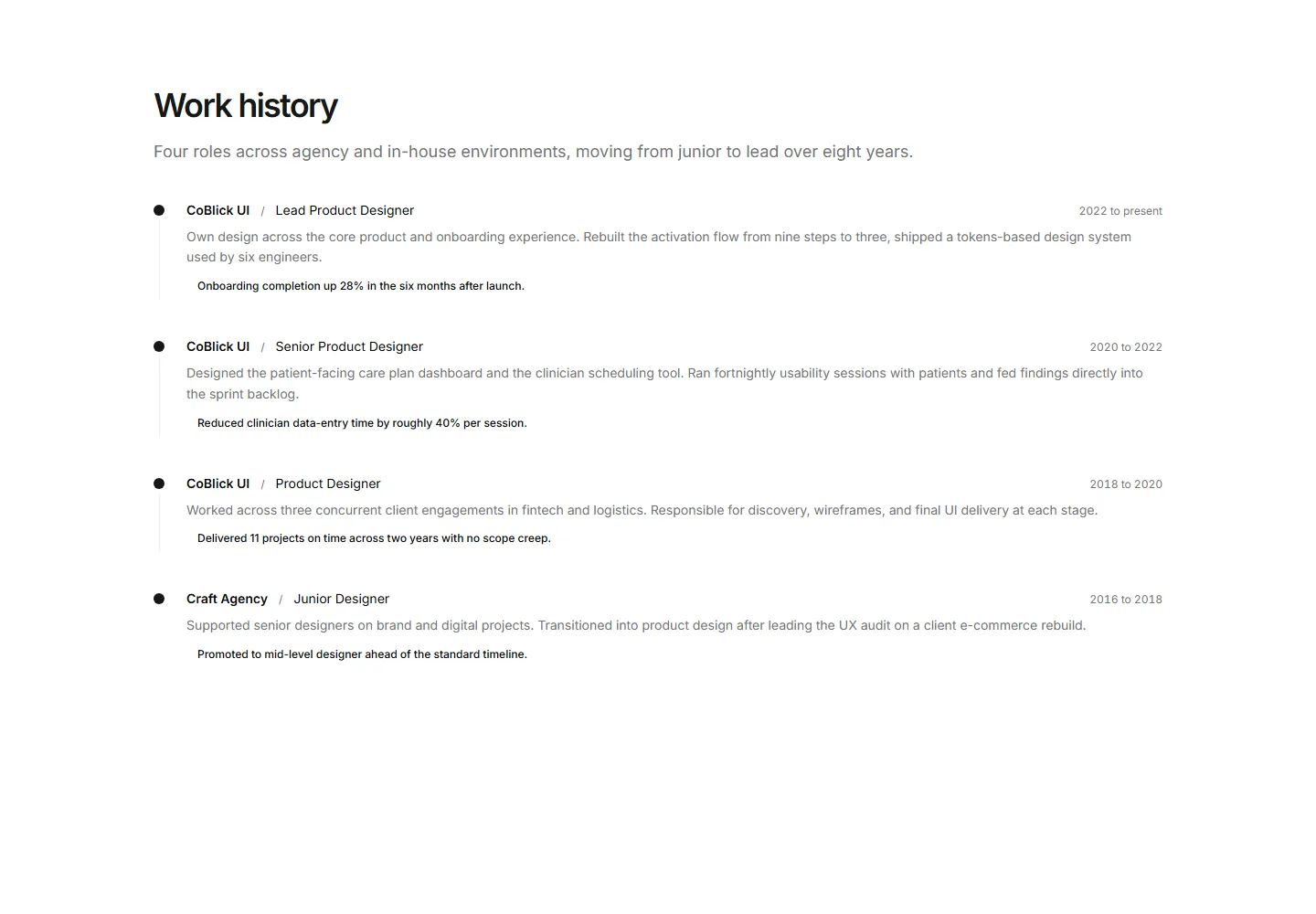 Static preview of portfolio-pro-resume-cv-experience-timeline